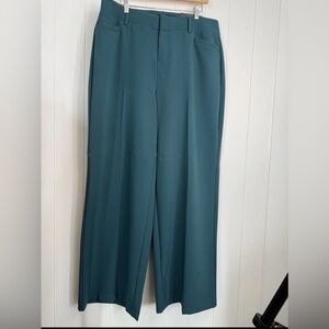 Torrid Structured Wide Leg Pant Trouser Size 14R Dark Teal Flat Front Comfort